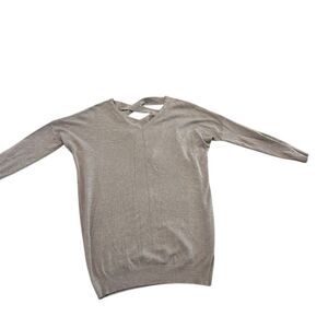 Women's XS Beige‎ V-Neck Crisscross Back Tunic Sweater